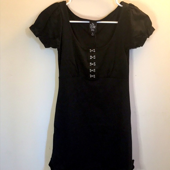 ✨🆕BNWT!!Dolls Kill x Grave Girls Hook & Eye Puff Sleeve Dress!Sz Sm!!BRAND NEW! - Picture 2 of 9